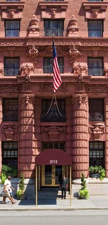 The Lucerne Hotel New York facade – historic hotel featured in hotel marketing campaign by Easygridon Marketing